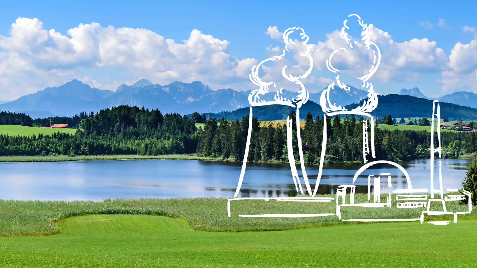 Kernkraftwerk - See in Bayern